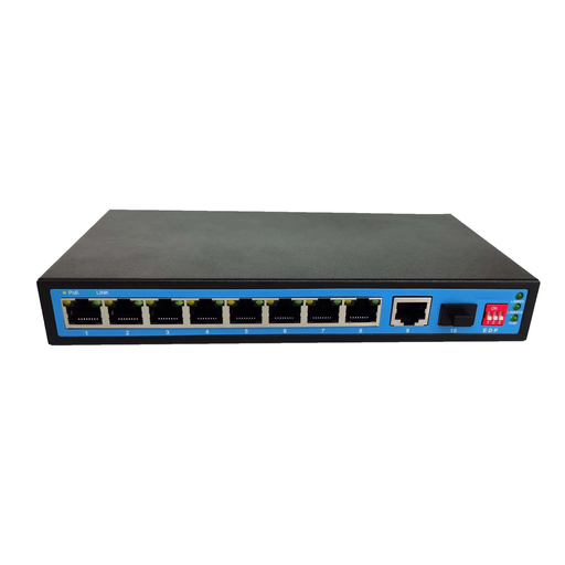 [XC-S1910CFE-DP] 8 Port 100M PoE Switch with 1*1000M RJ45+1*1000M SFP Manufacturer